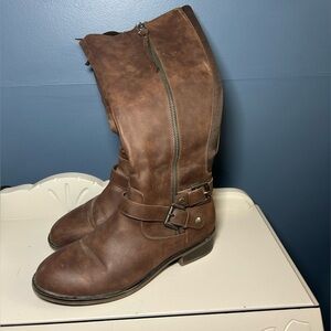 Women's Brown Leather Combat Boots